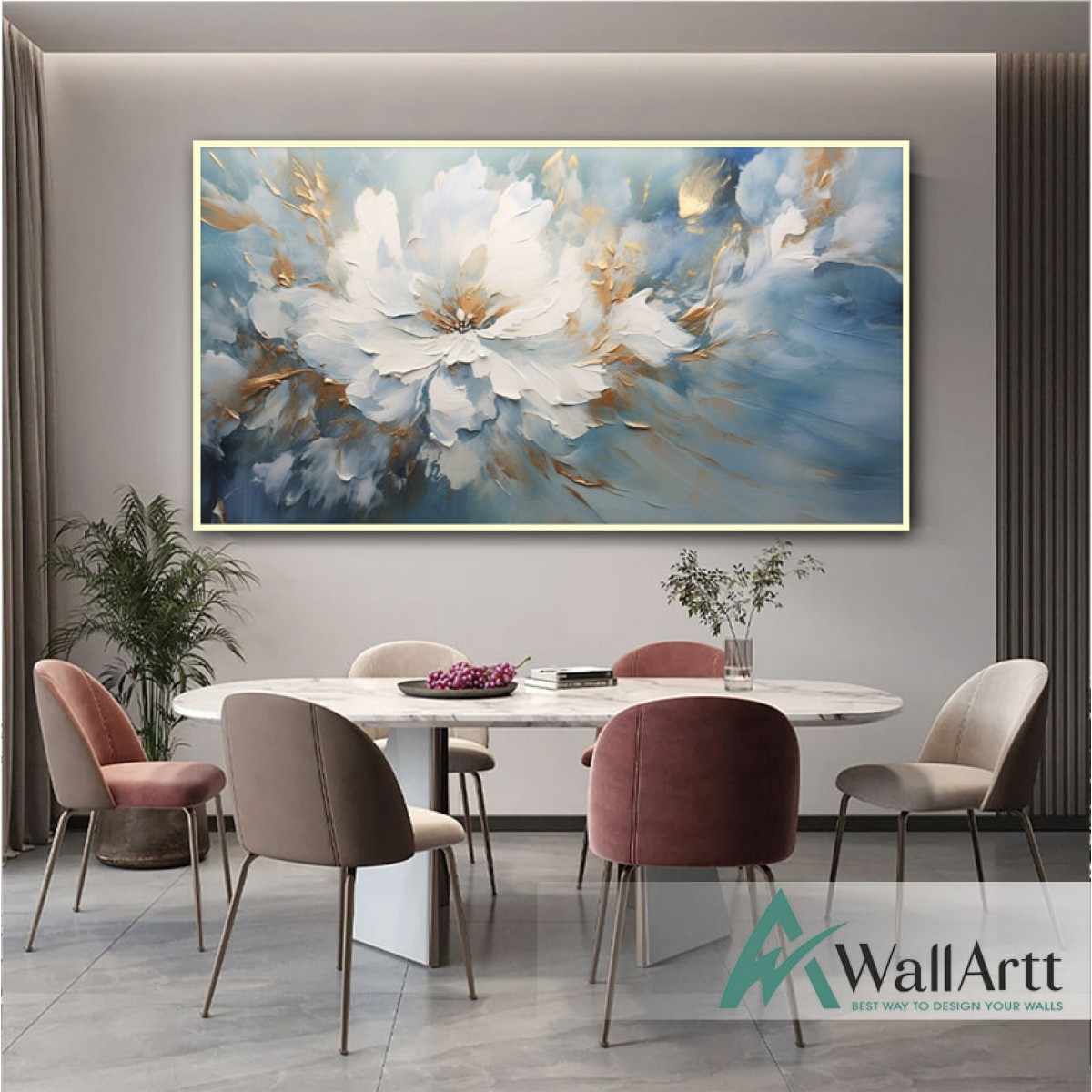 Blue White Flower II 3d Heavy Textured Partial Oil Painting